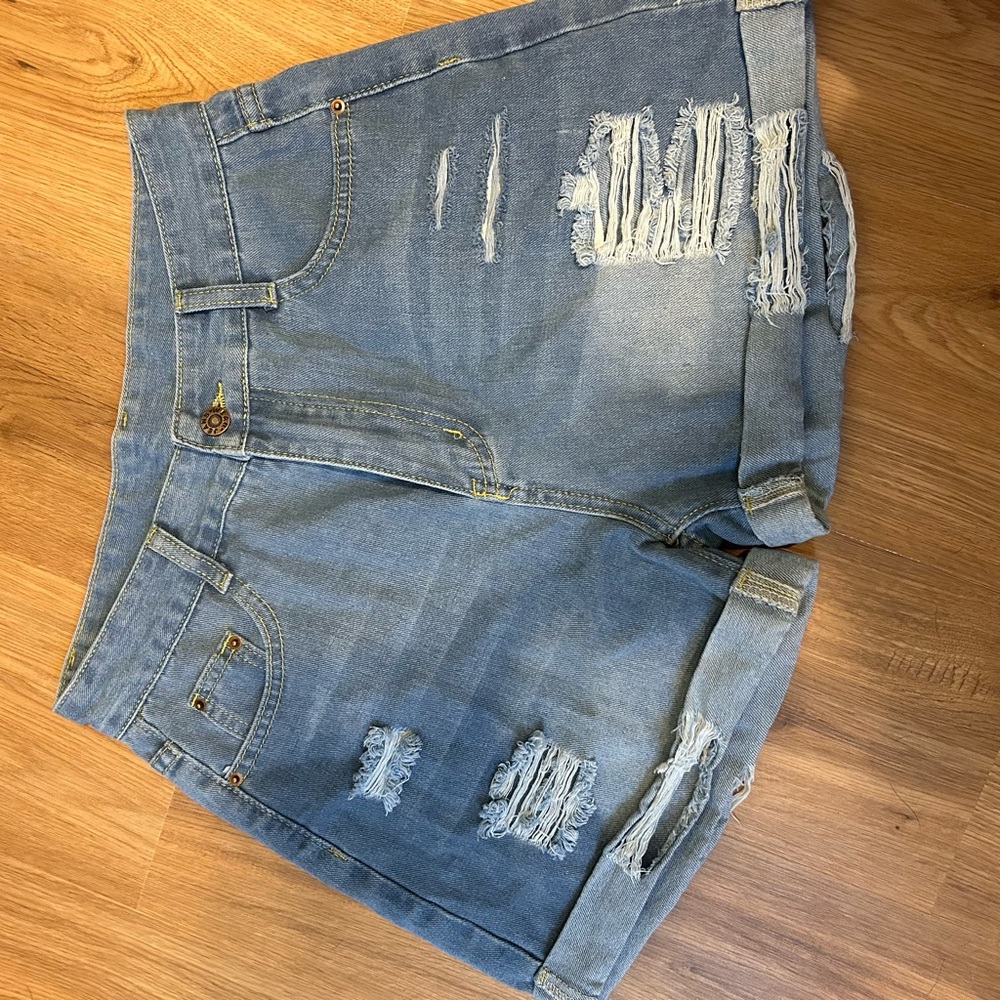 Distressed Denim Shorts